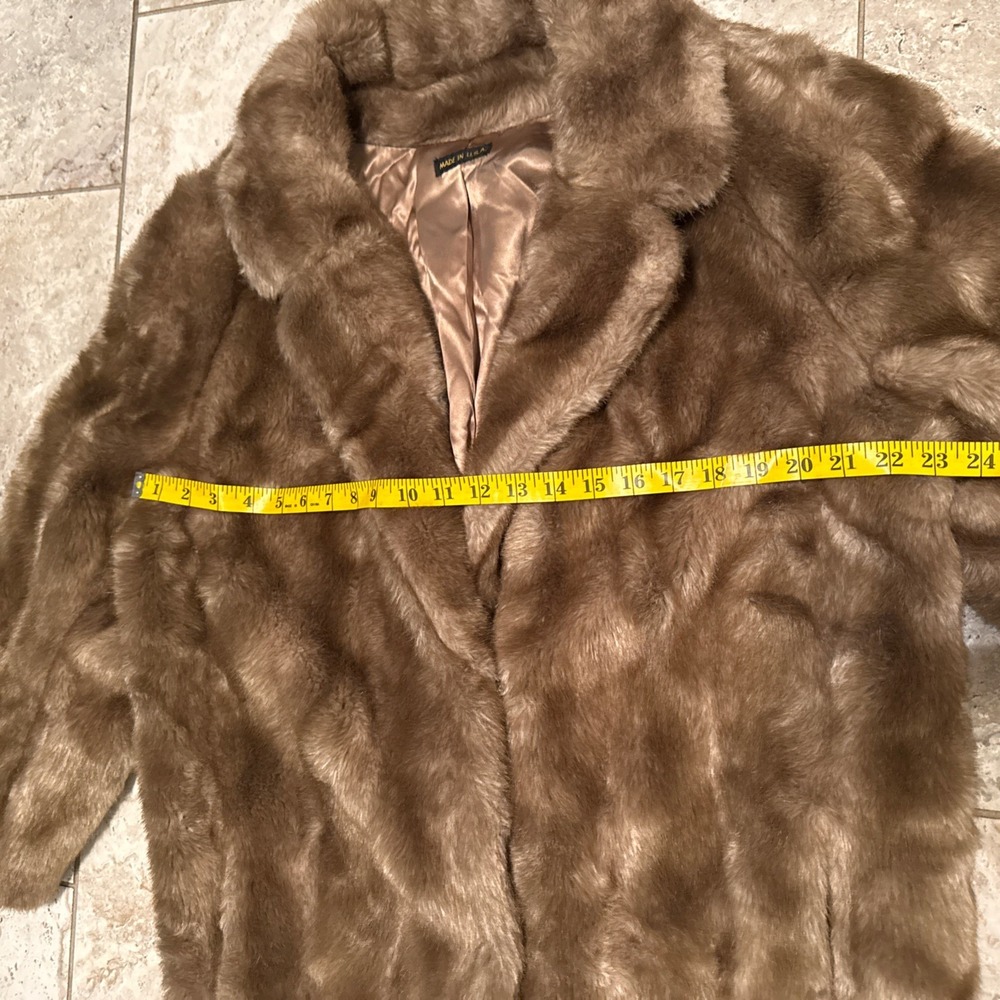 Style VI LTD. Faux Fur Coat Vintage 1980s USA Made Brown - Picture 3 of 11
